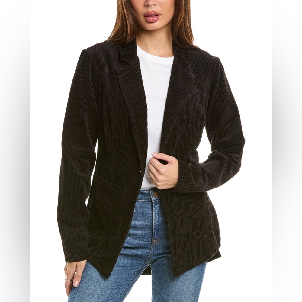 XCVI Blazer Jacket Womens S Corduroy Contrast Panel Preppy Lagenlook Minimalist